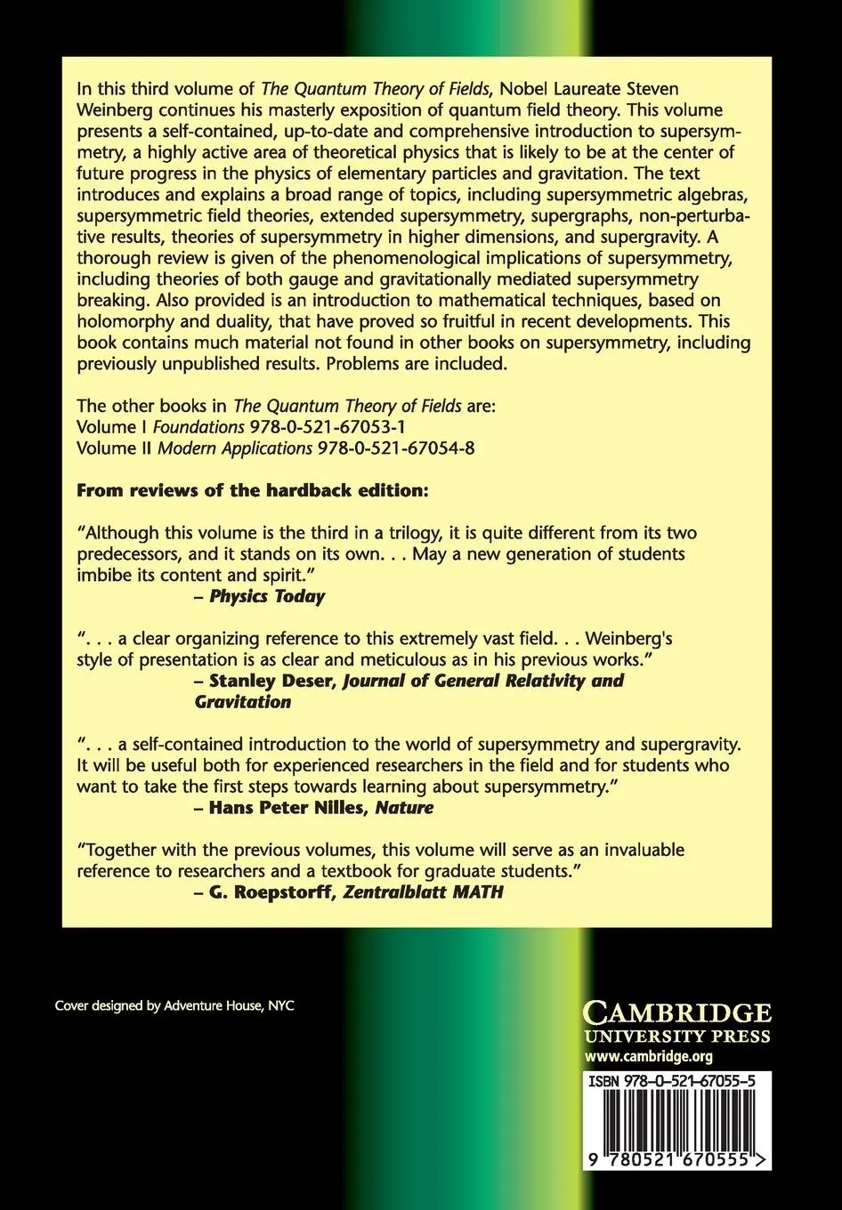 Rückseite: 9780521670555 | The Quantum Theory of Fields v3 | Steven Weinberg | Taschenbuch | 2005