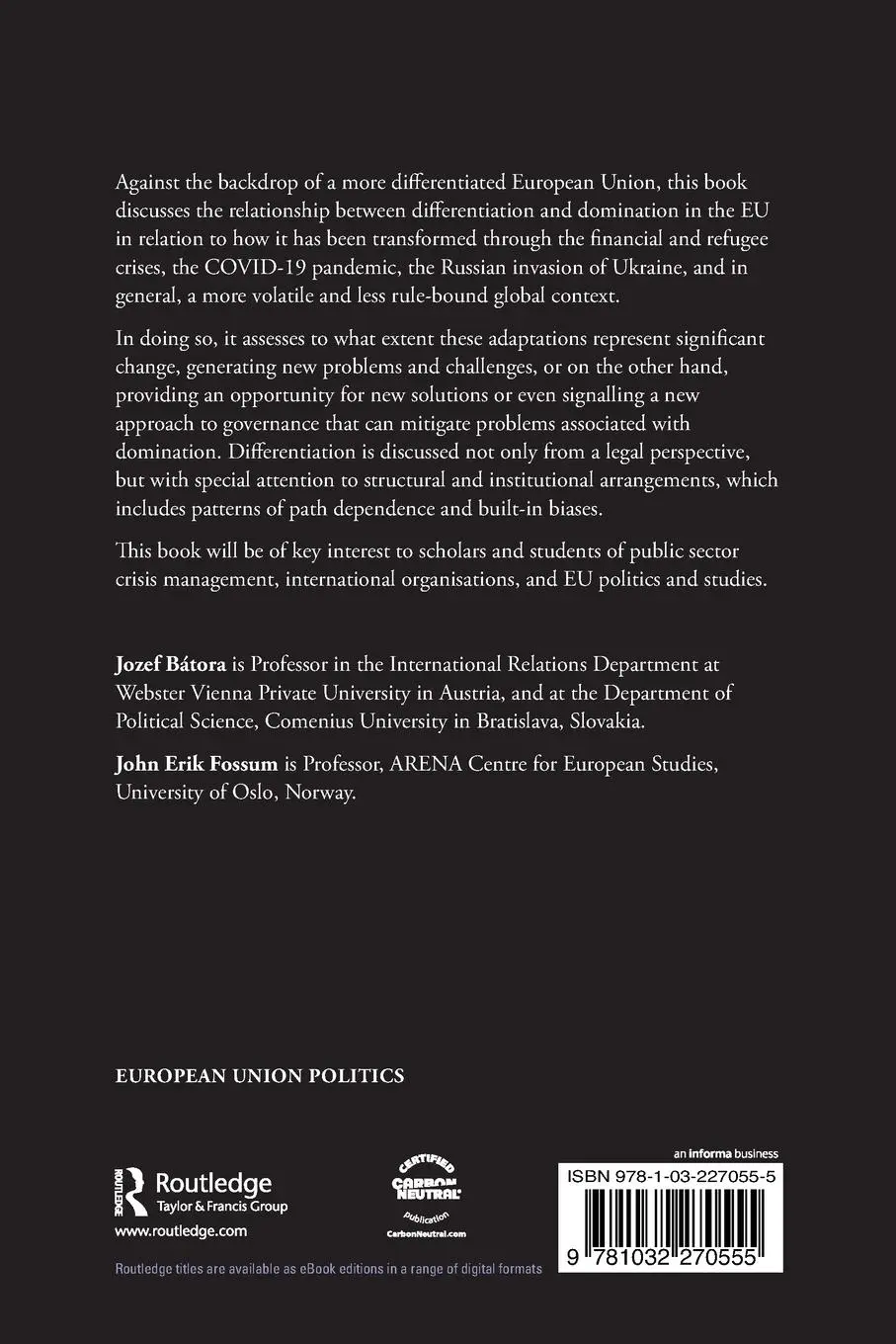 Rückseite: 9781032270555 | Differentiation and Dominance in Europe's Poly-Crises | Bátora (u. a.)
