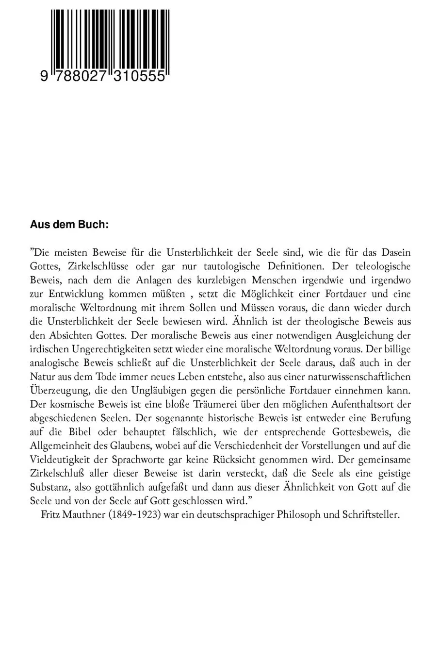 Rückseite: 9788027310555 | Der Atheismus und seine Geschichte im Abendlande | Fritz Mauthner