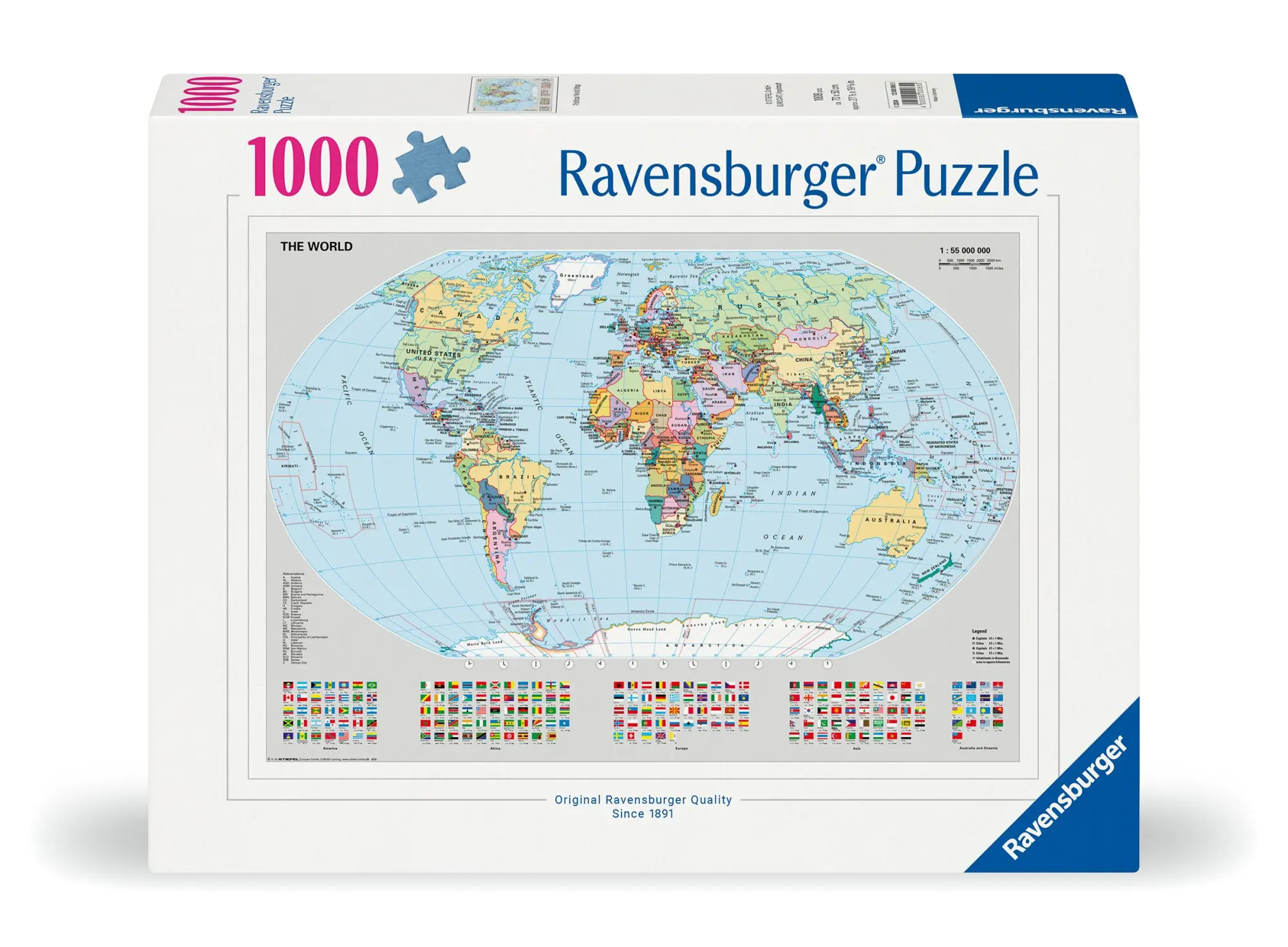 Cover: 4005555000655 | Erwachsenenpuzzle 1000 Teile - Politische Weltkarte | Spiel | Puzzle