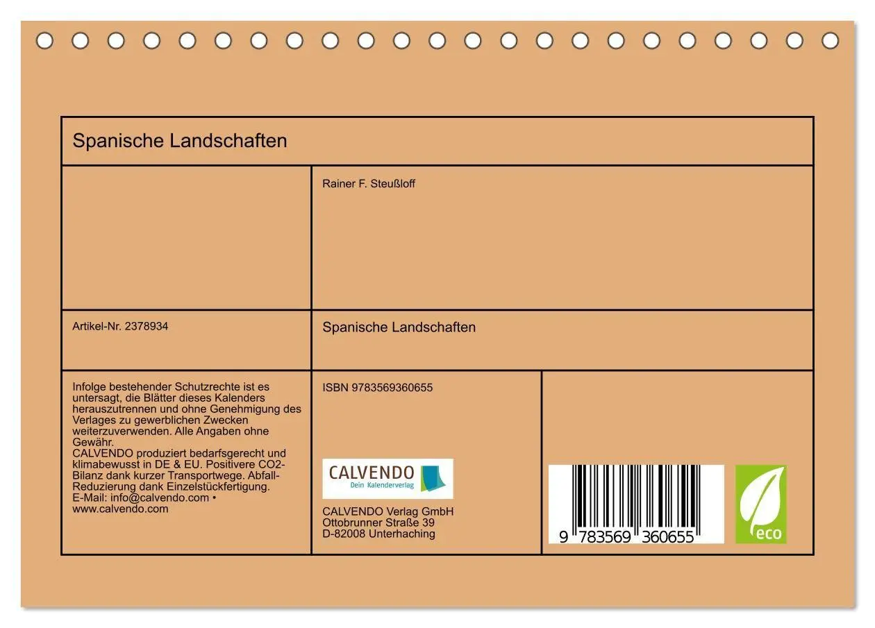 Bild: 9783569360655 | Spanische Landschaften (Tischkalender 2027 DIN A5 quer), CALVENDO...