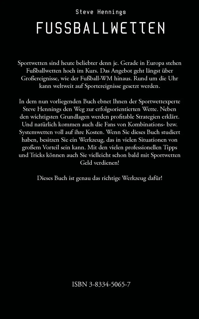 Rückseite: 9783833450655 | Fussballwetten | Steve Hennings | Taschenbuch | 84 S. | Deutsch | 2006