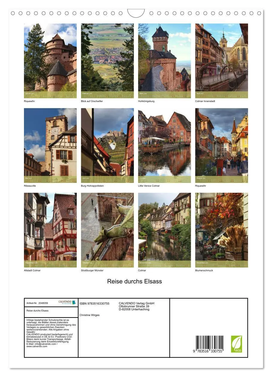 Bild: 9783516330755 | Reise durchs Elsass (Wandkalender 2026 DIN A3 hoch), CALVENDO...