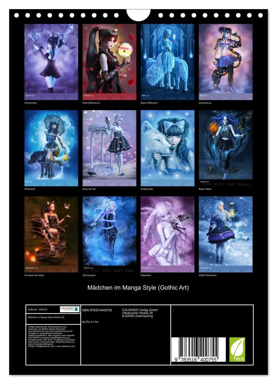 Bild: 9783516400755 | Mädchen im Manga Style (Gothic Art) (Wandkalender 2026 DIN A4...