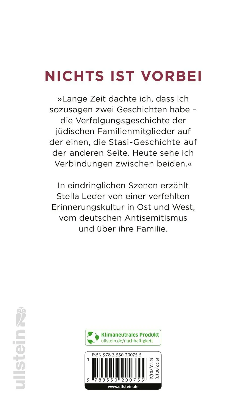 Rückseite: 9783550200755 | Meine Mutter, der Mann im Garten und die Rechten | Stella Leder | Buch