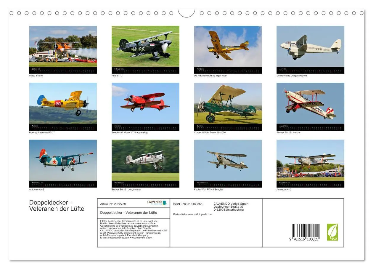 Bild: 9783516180855 | Doppeldecker - Veteranen der Lüfte (Wandkalender 2026 DIN A3 quer),...