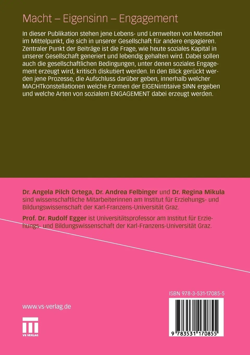 Rückseite: 9783531170855 | Macht - Eigensinn - Engagement | Angela Pilch Ortega (u. a.) | Buch