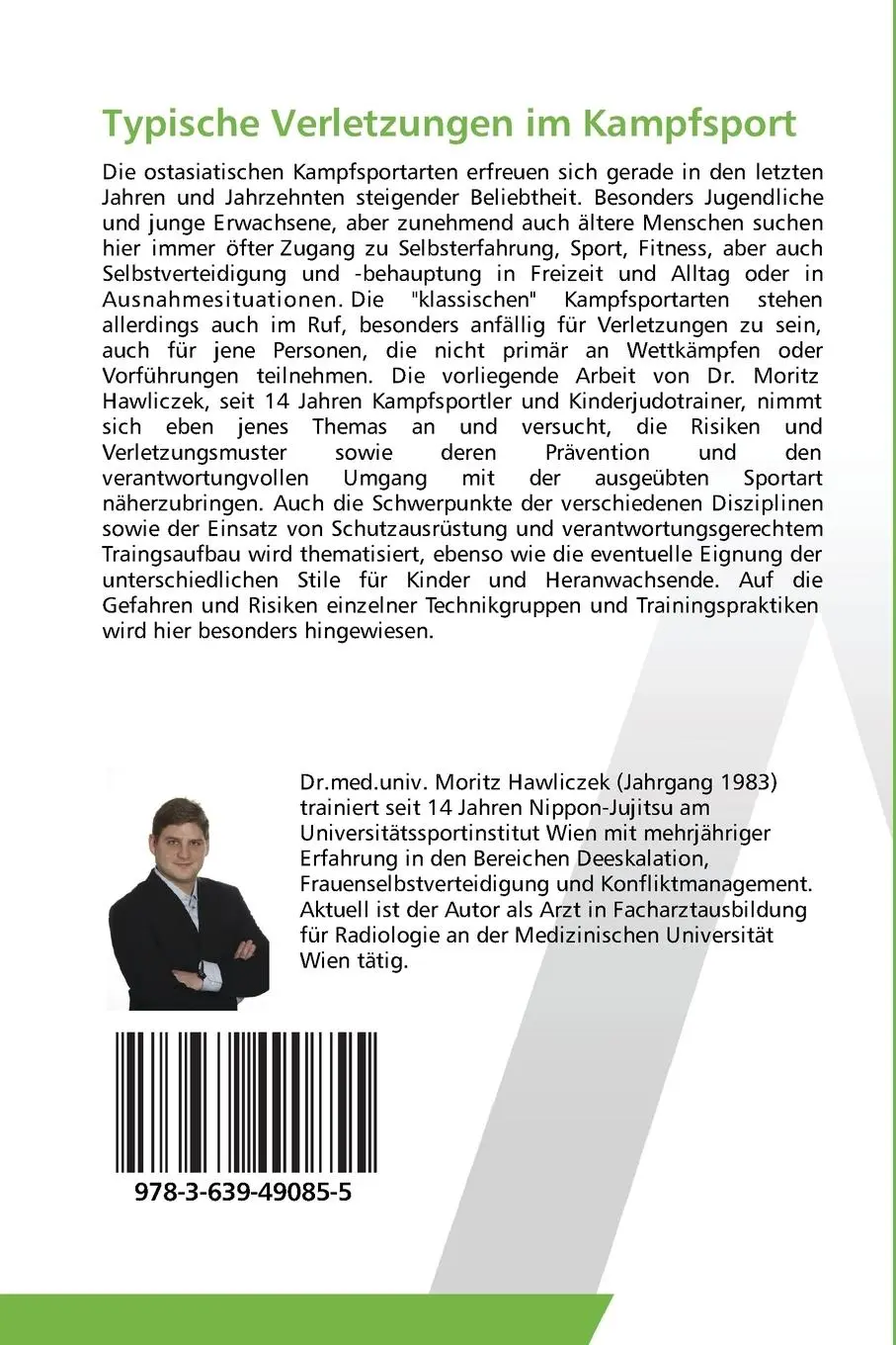 Rückseite: 9783639490855 | Typische Verletzungen im Kampfsport | Moritz Hawliczek | Taschenbuch