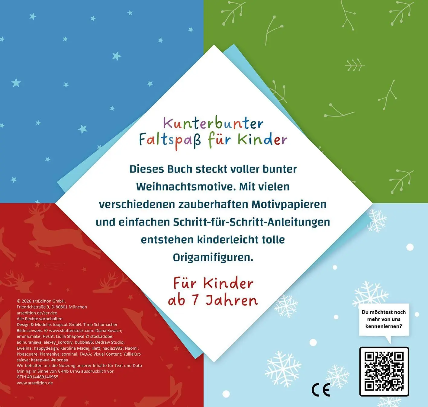 Rückseite: 4014489140955 | Weihnachts-Origami | Mit über 80 Papiervorlagen | Timo Schumacher