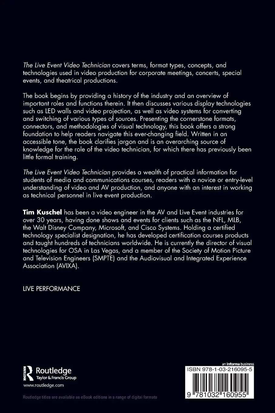 Rückseite: 9781032160955 | The Live Event Video Technician | Tim Kuschel | Taschenbuch | Englisch