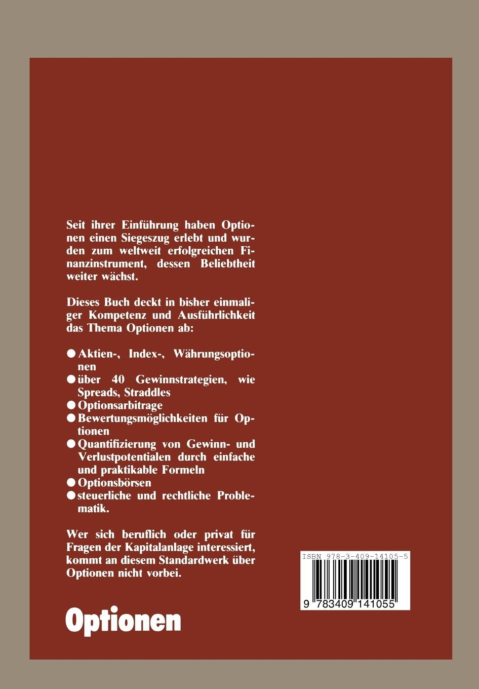 Rückseite: 9783409141055 | Optionen | Anlagestrategien und Märkte | Ulrich Lingner | Taschenbuch
