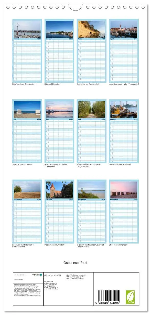 Bild: 9783516511055 | Familienplaner 2026 - Osteeinsel Poel mit 5 Spalten (Wandkalender,...