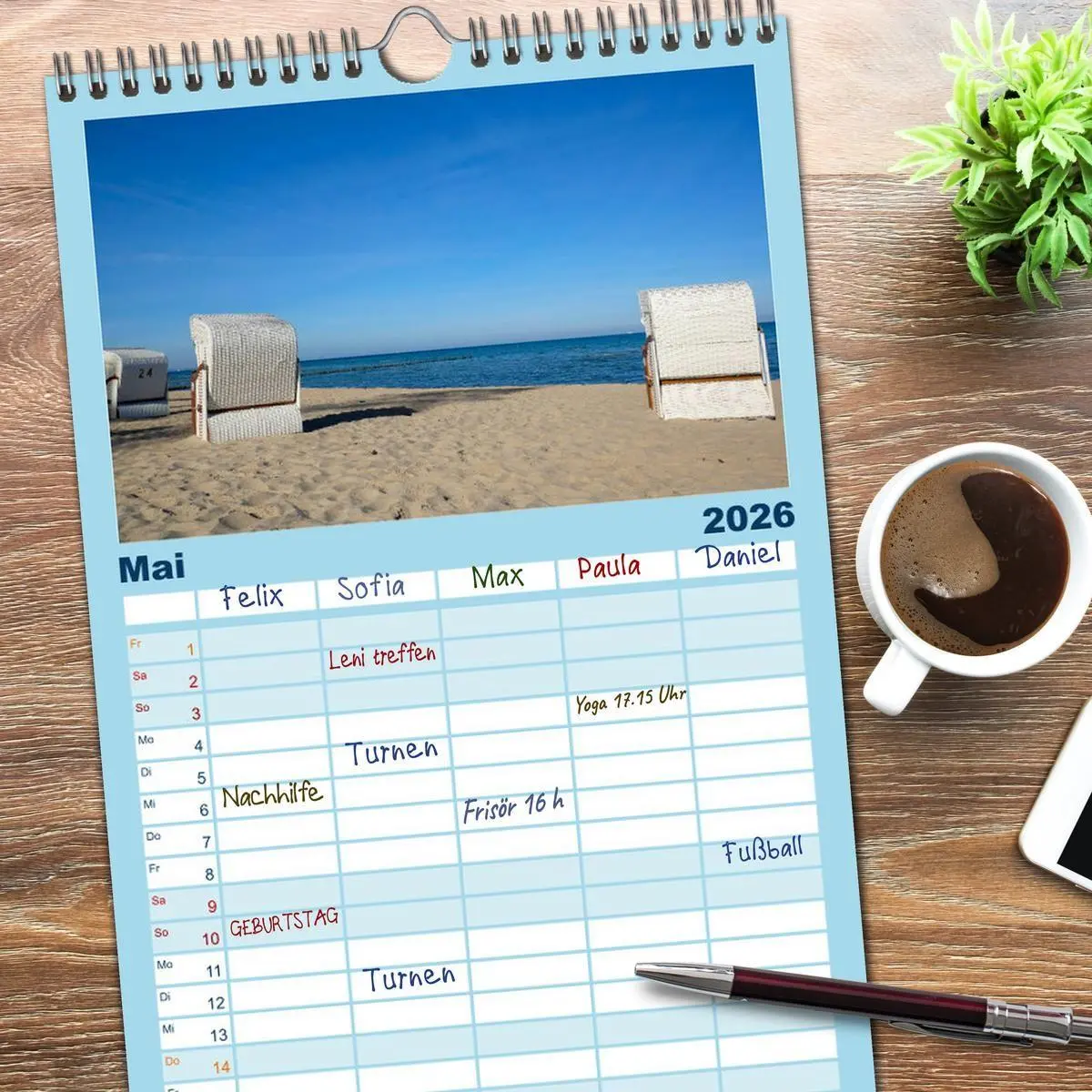 Bild: 9783516511055 | Familienplaner 2026 - Osteeinsel Poel mit 5 Spalten (Wandkalender,...