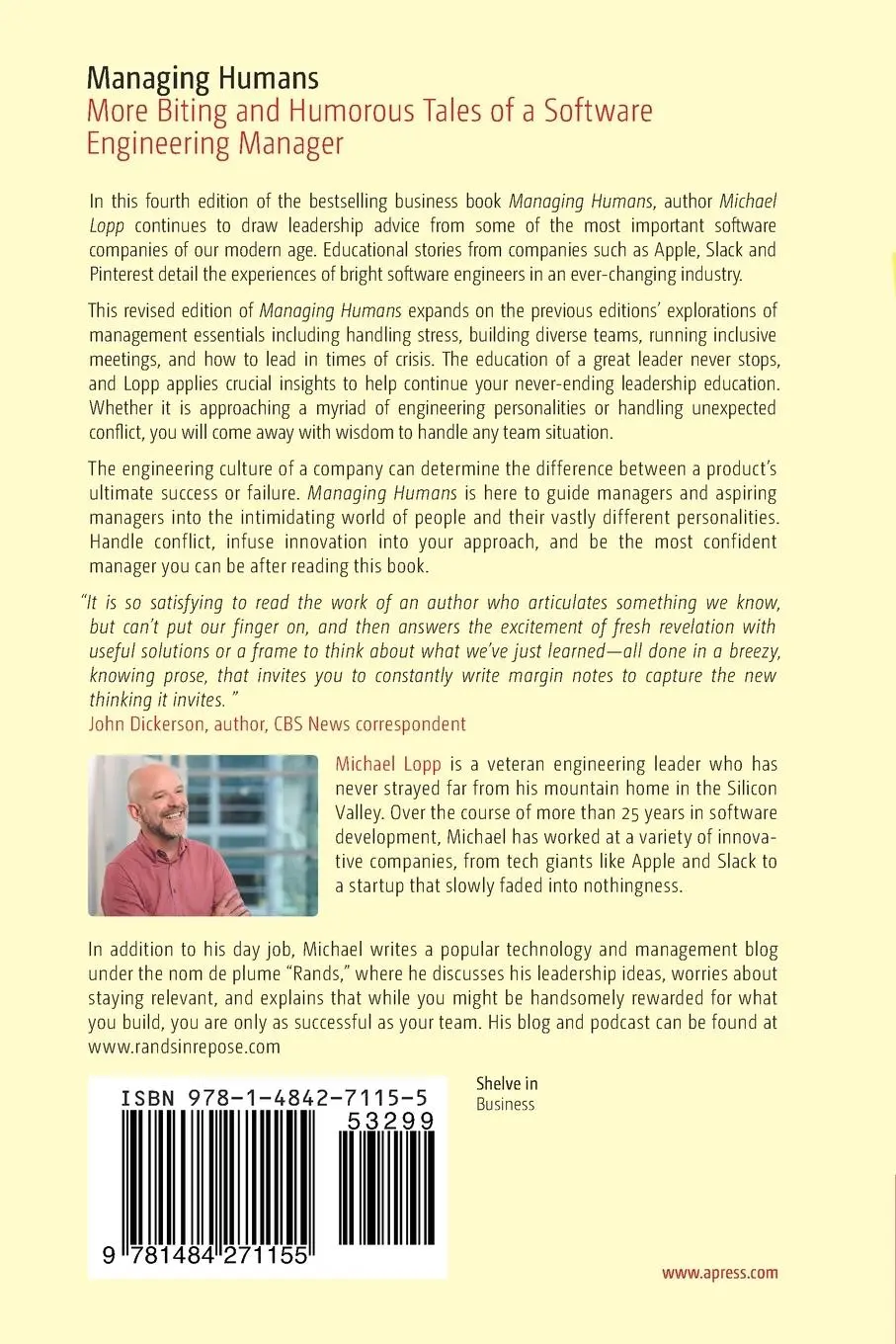 Rückseite: 9781484271155 | Managing Humans | Michael Lopp | Taschenbuch | xiii | Englisch | 2021
