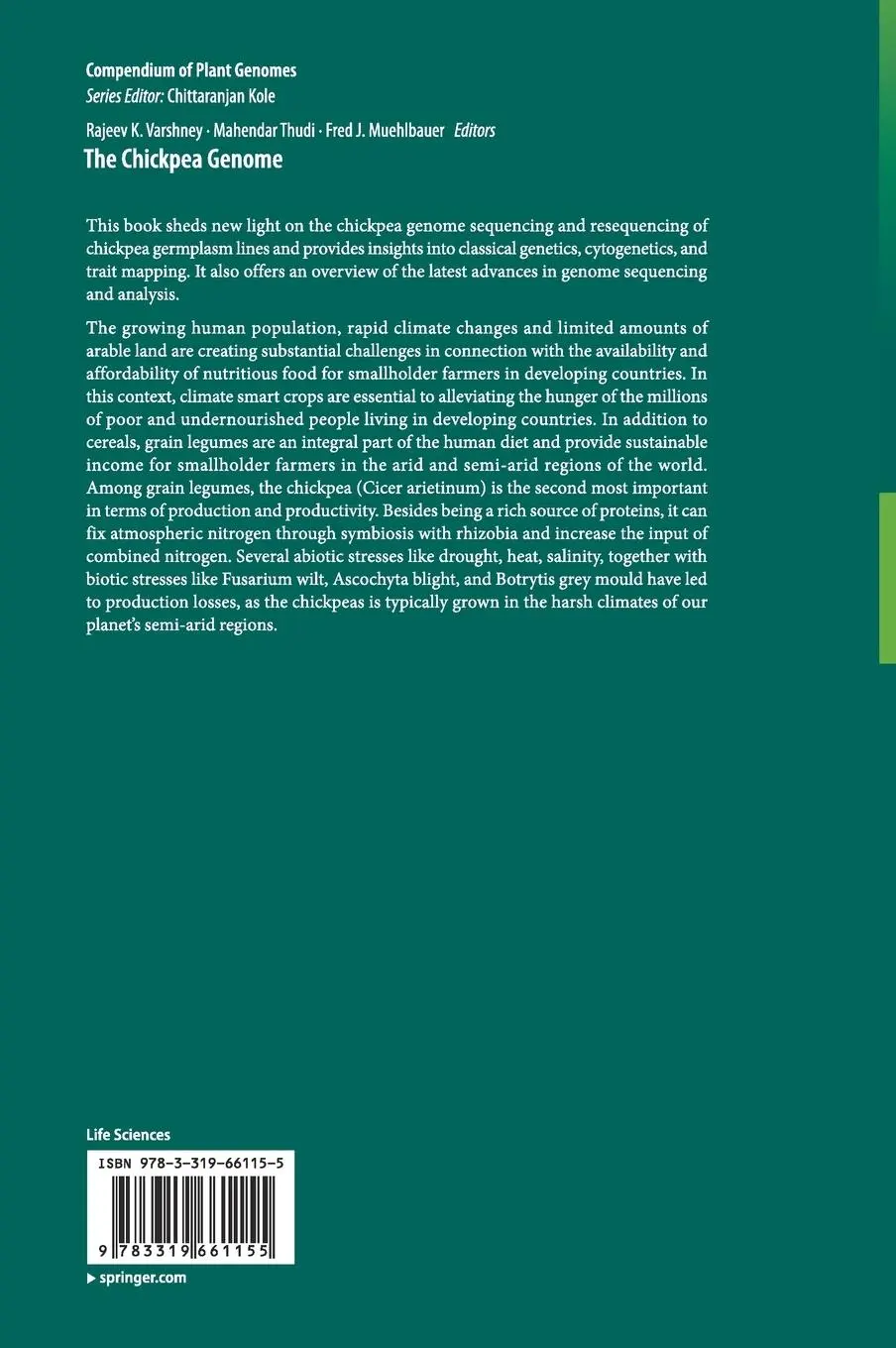 Rückseite: 9783319661155 | The Chickpea Genome | Rajeev K. Varshney (u. a.) | Buch | xvii | 2018