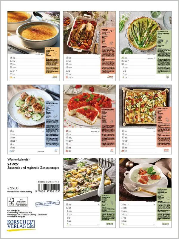 Bild: 9783819301155 | Saisonale und regionale Genussrezepte 2027 | Korsch Verlag | Kalender