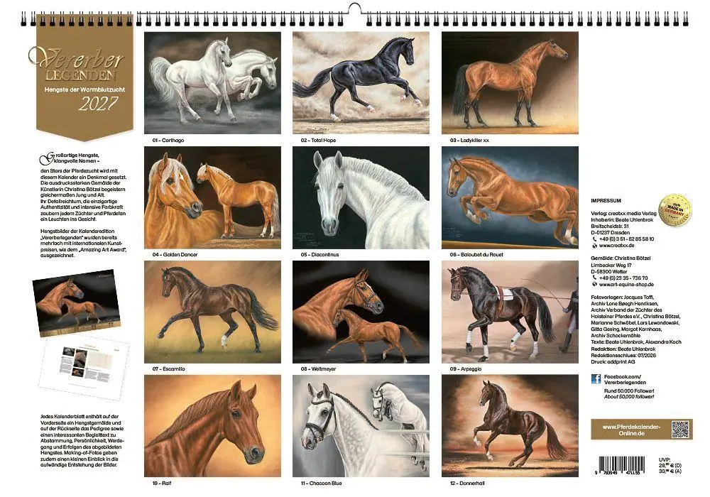 Rückseite: 9783949471155 | Vererberlegenden 2027 | Hengste der Warmblutzucht | Verlag | Kalender