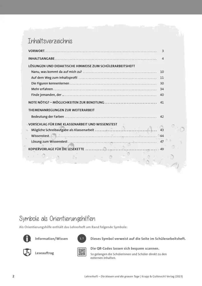 Bild: 9783963231155 | Die blauen und die grauen Tage - Monika Feth - Lehrerheft | Broschüre
