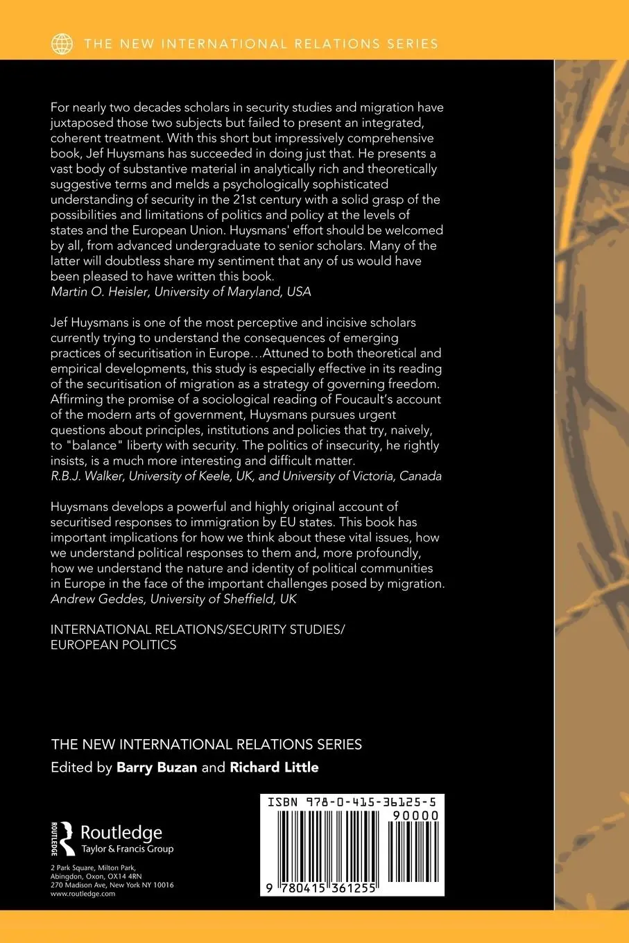 Rückseite: 9780415361255 | The Politics of Insecurity | Fear, Migration and Asylum in the EU