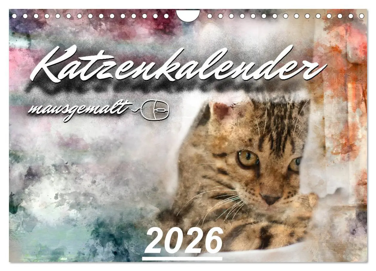 Cover: 9783457881255 | Katzenkalender mausgemalt (Wandkalender 2026 DIN A4 quer), CALVENDO...