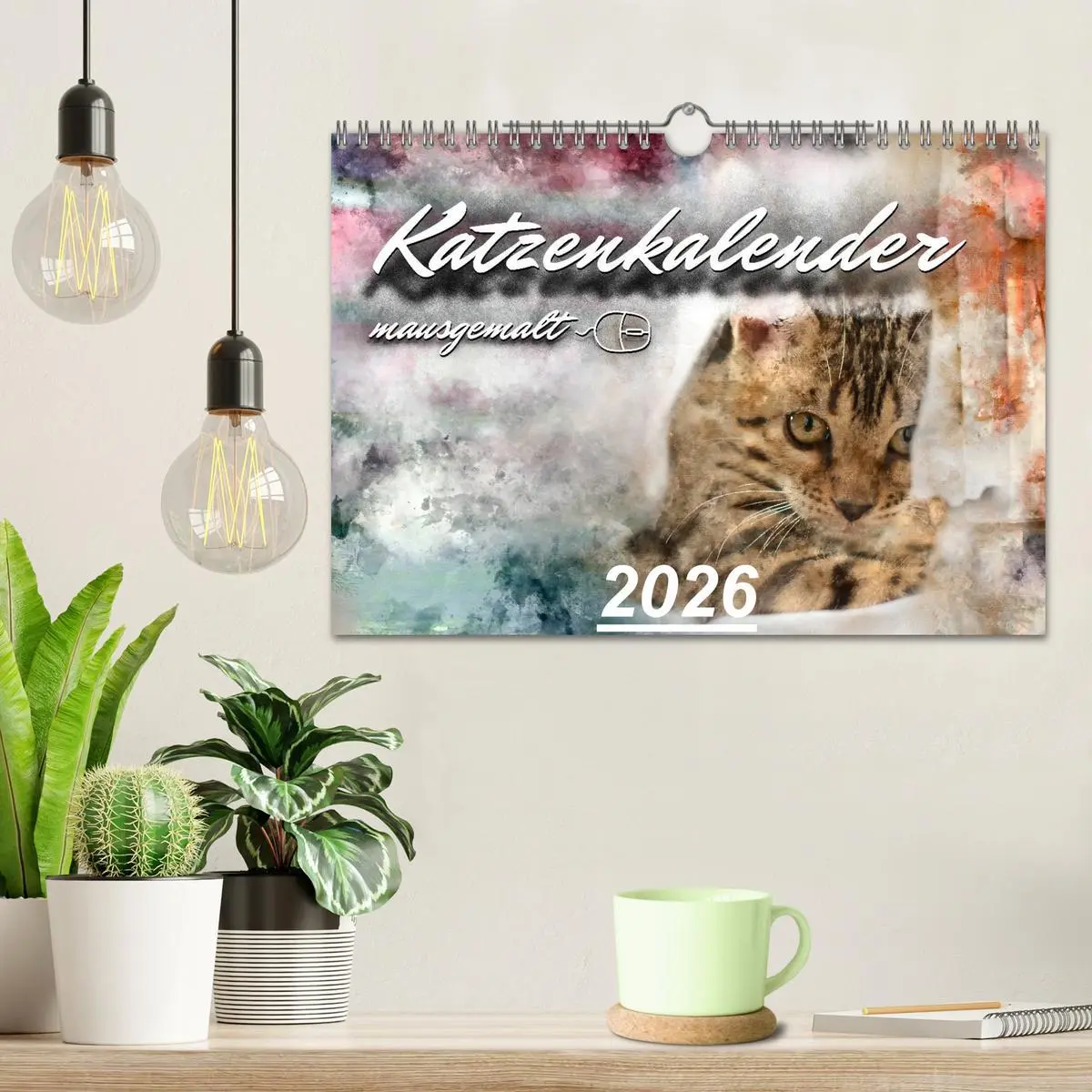 Bild: 9783457881255 | Katzenkalender mausgemalt (Wandkalender 2026 DIN A4 quer), CALVENDO...
