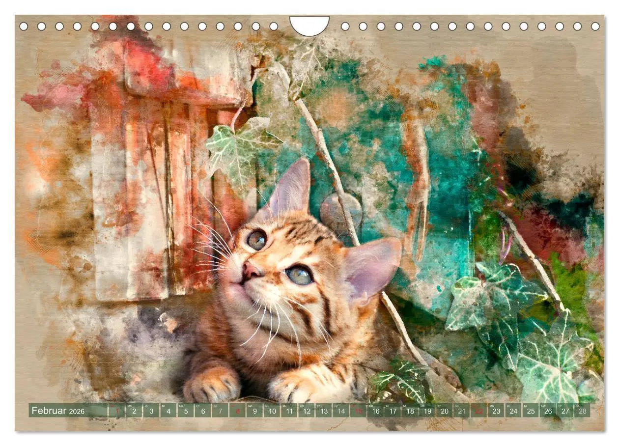 Bild: 9783457881255 | Katzenkalender mausgemalt (Wandkalender 2026 DIN A4 quer), CALVENDO...