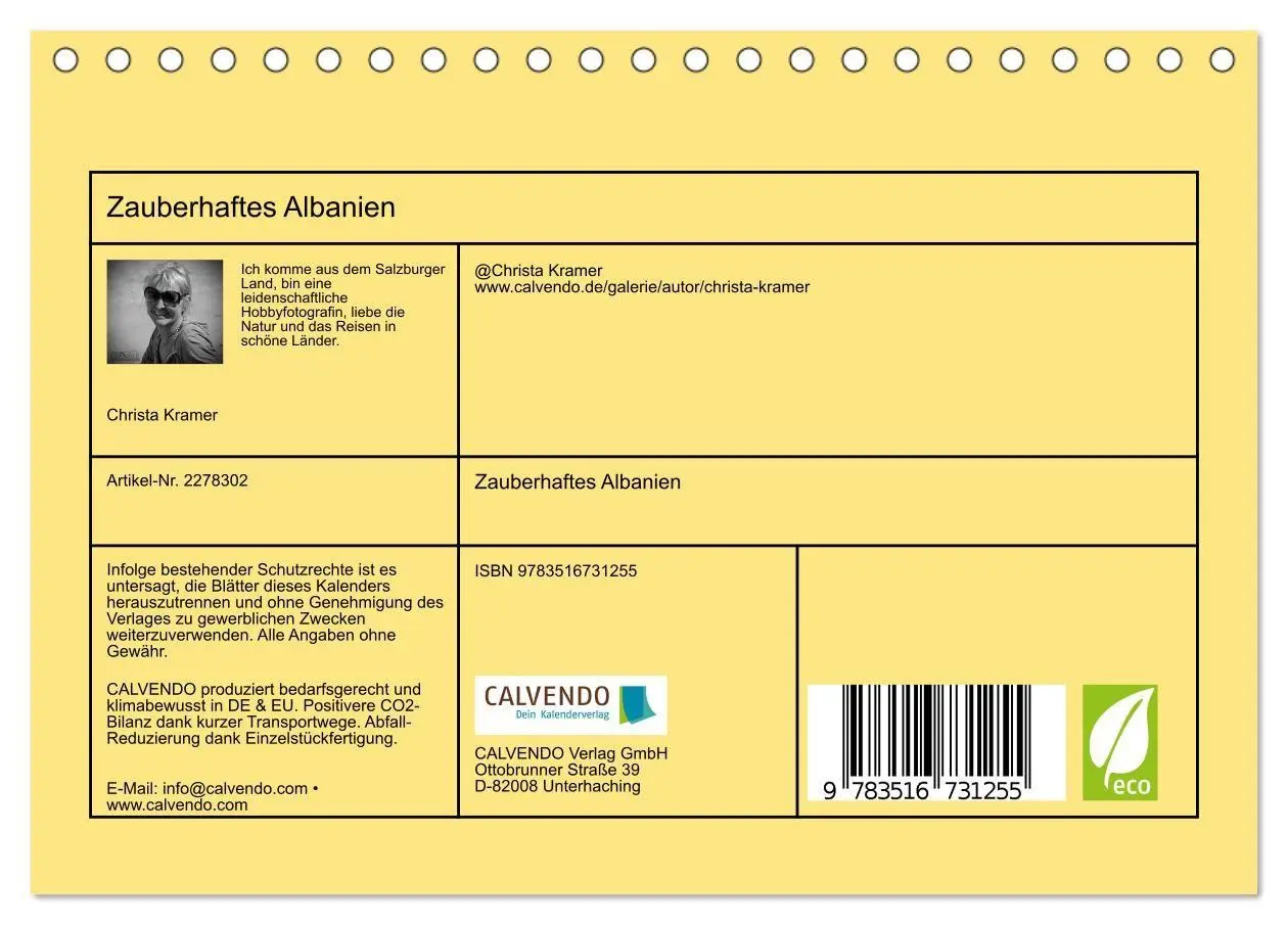 Bild: 9783516731255 | Zauberhaftes Albanien (Tischkalender 2026 DIN A5 quer), CALVENDO...