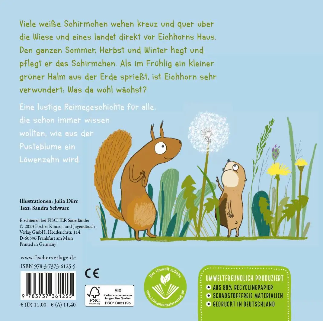 Rückseite: 9783737361255 | Eine Pusteblume für dich! | Regina Schwarz | Buch | Eichhorn-Reihe