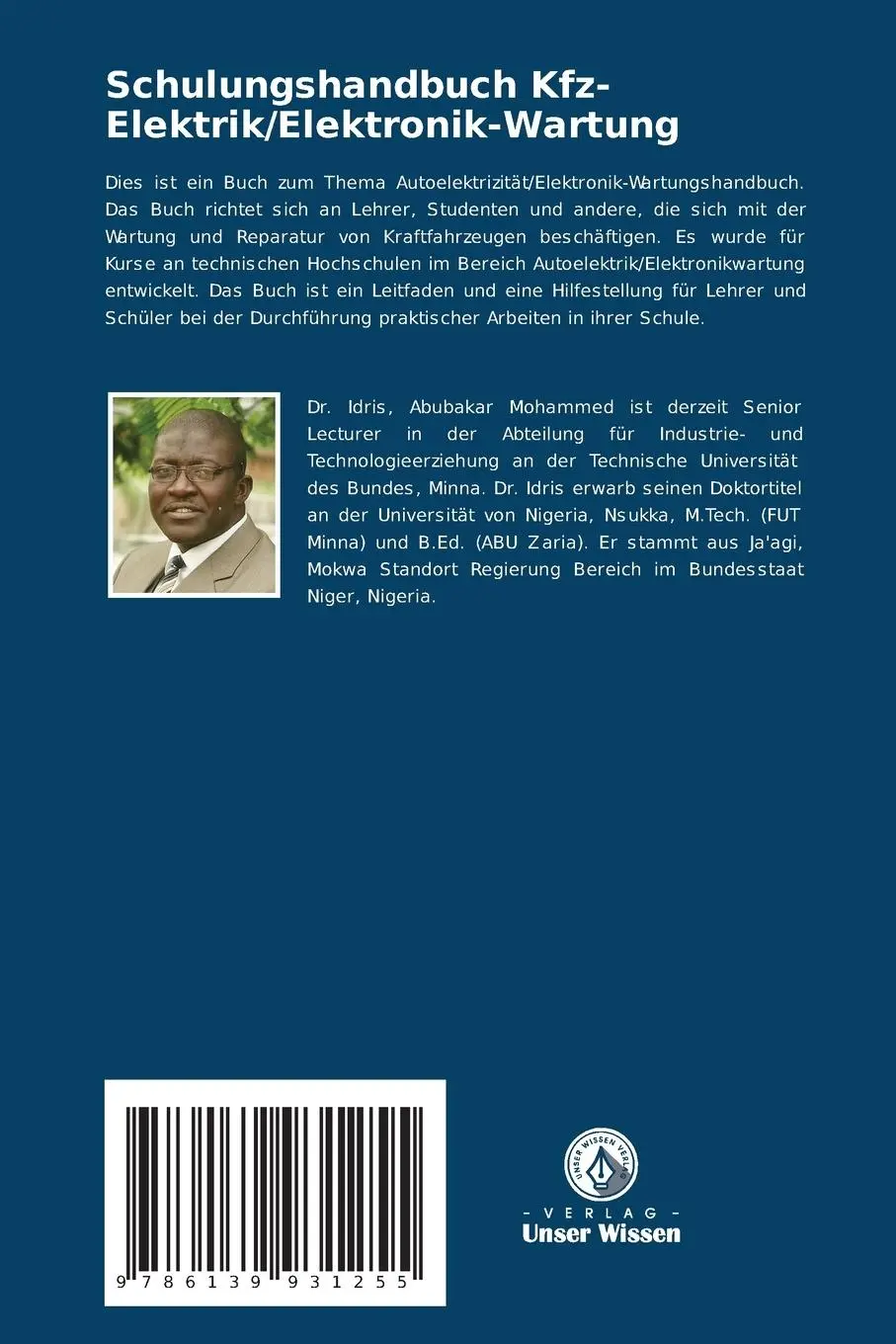Rückseite: 9786139931255 | Schulungshandbuch Kfz-Elektrik/Elektronik-Wartung | Mohammed | Buch