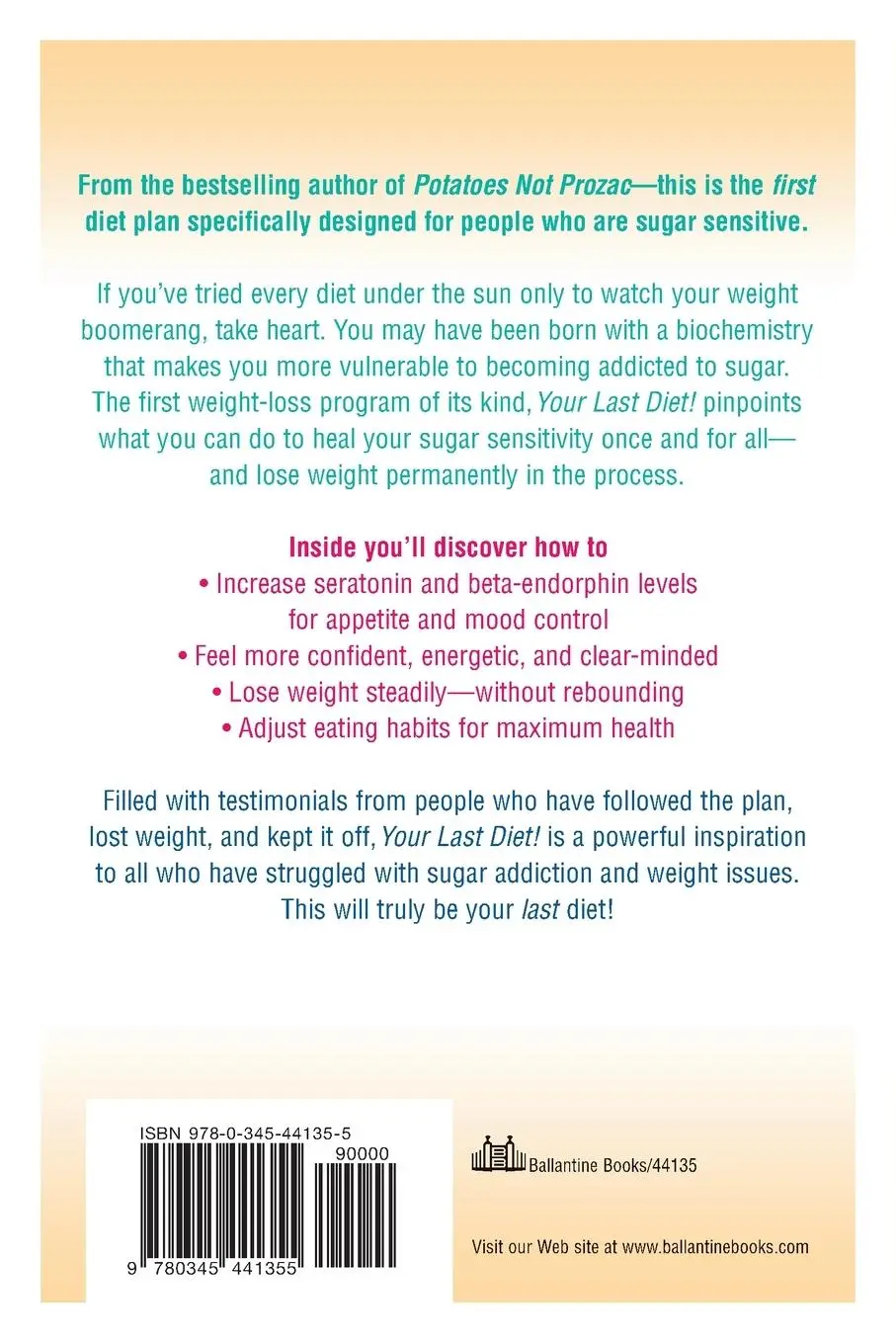 Rückseite: 9780345441355 | Your Last Diet! | The Sugar Addict's Weight-Loss Plan | Desmaisons