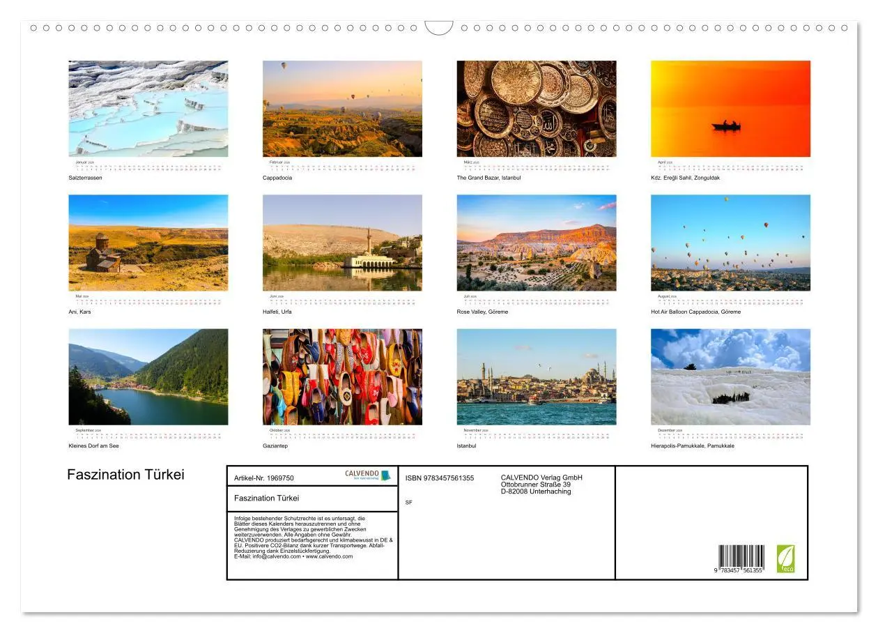 Bild: 9783457561355 | Faszination Türkei (Wandkalender 2026 DIN A2 quer), CALVENDO...