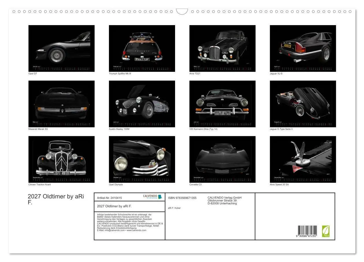 Bild: 9783569671355 | 2027 Oldtimer by aRi F. (Wandkalender 2027 DIN A2 quer), CALVENDO...