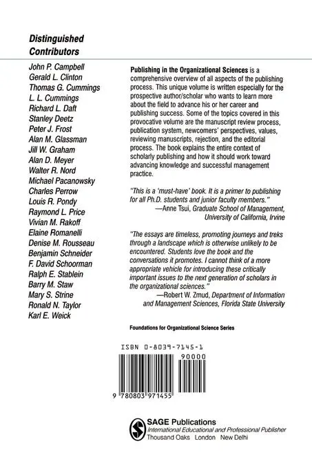 Rückseite: 9780803971455 | Publishing in the Organizational Sciences | L. L. Cummings (u. a.)