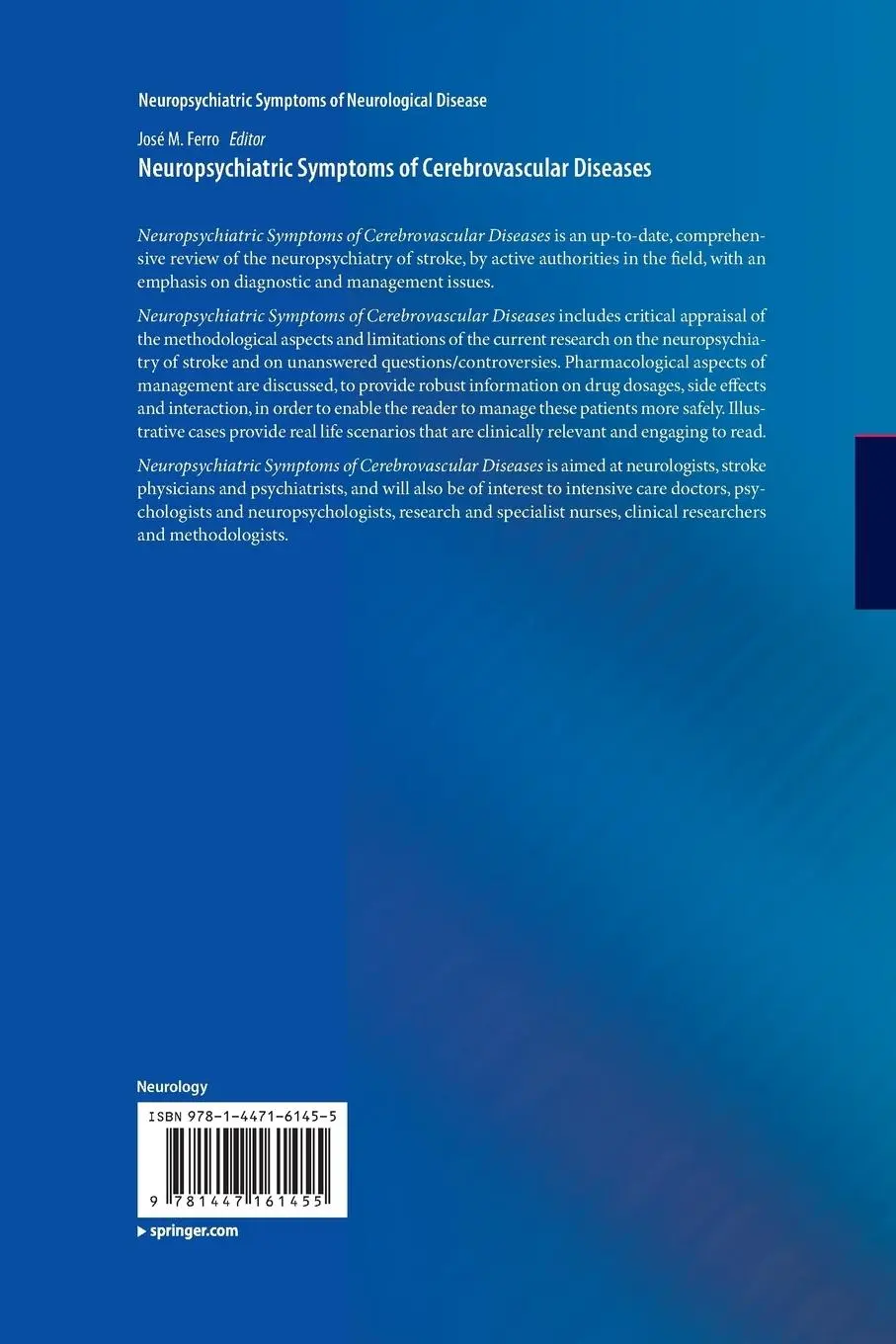 Rückseite: 9781447161455 | Neuropsychiatric Symptoms of Cerebrovascular Diseases | José M. Ferro