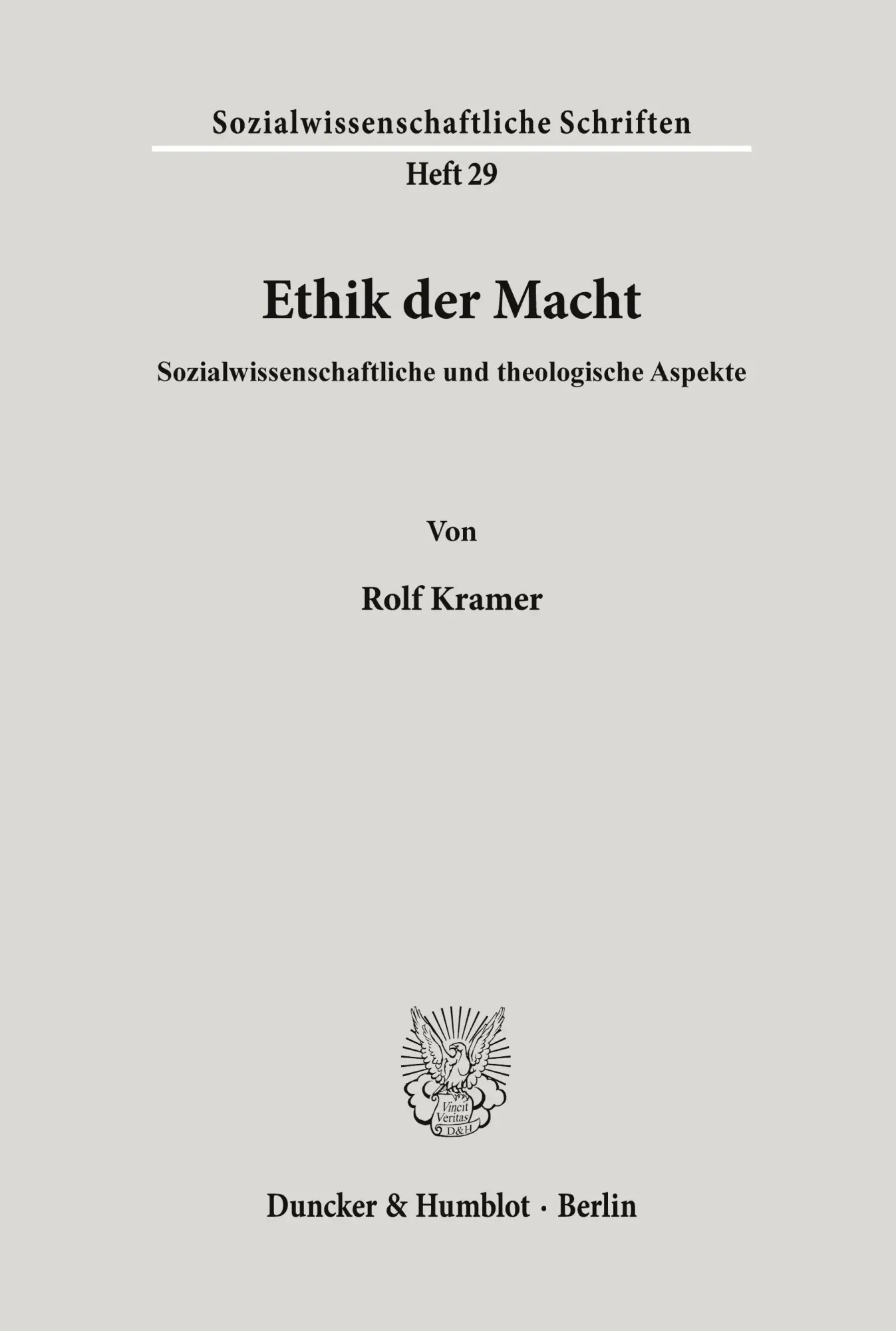 Cover: 9783428081455 | Ethik der Macht. | Sozialwissenschaftliche und theologische Aspekte.