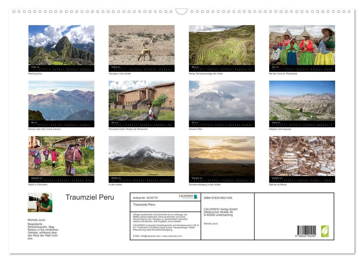 Bild: 9783516021455 | Traumziel Peru (Wandkalender 2026 DIN A2 quer), CALVENDO...