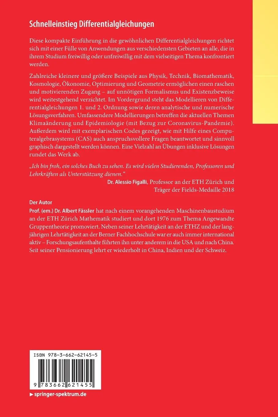 Rückseite: 9783662621455 | Schnelleinstieg Differentialgleichungen | Albert Fässler | Taschenbuch