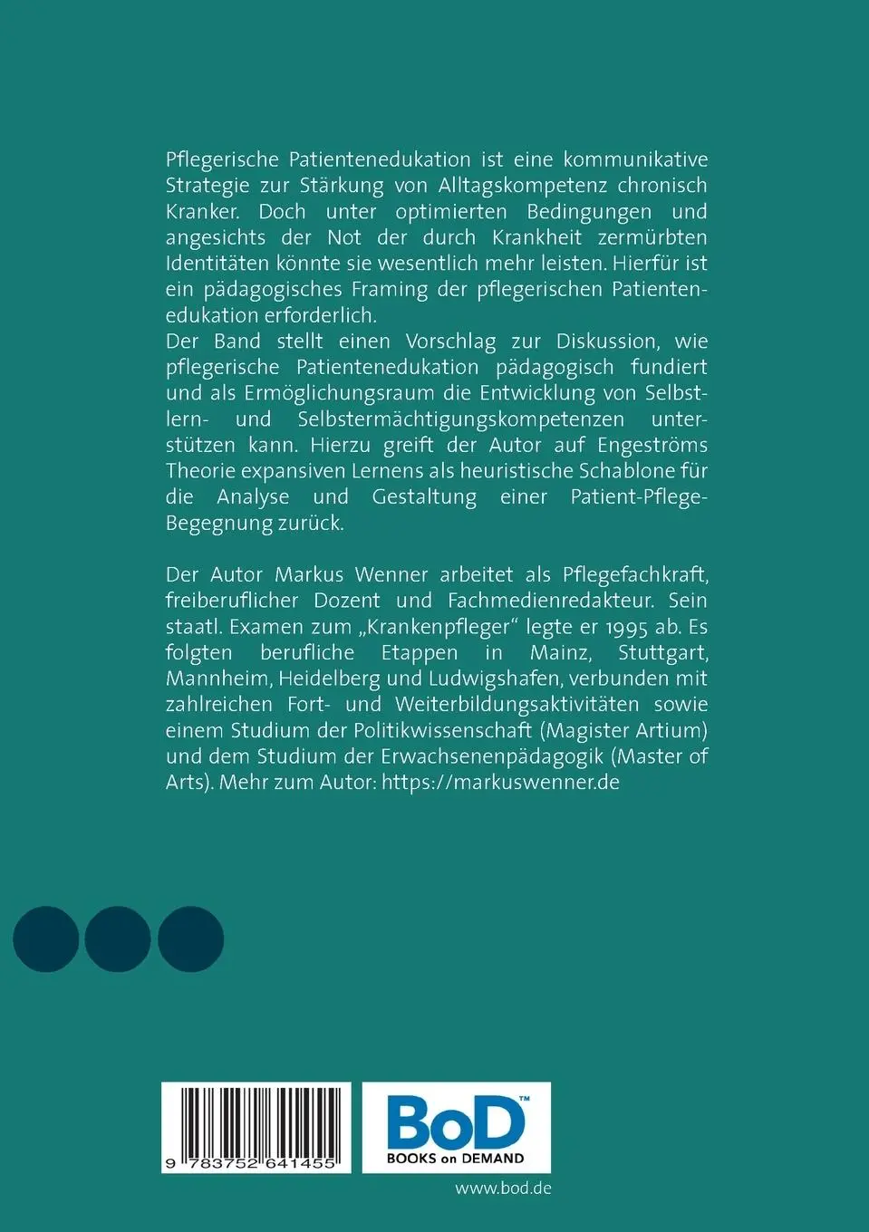 Rückseite: 9783752641455 | Patientenedukation revisited | Markus Wenner | Taschenbuch | Paperback