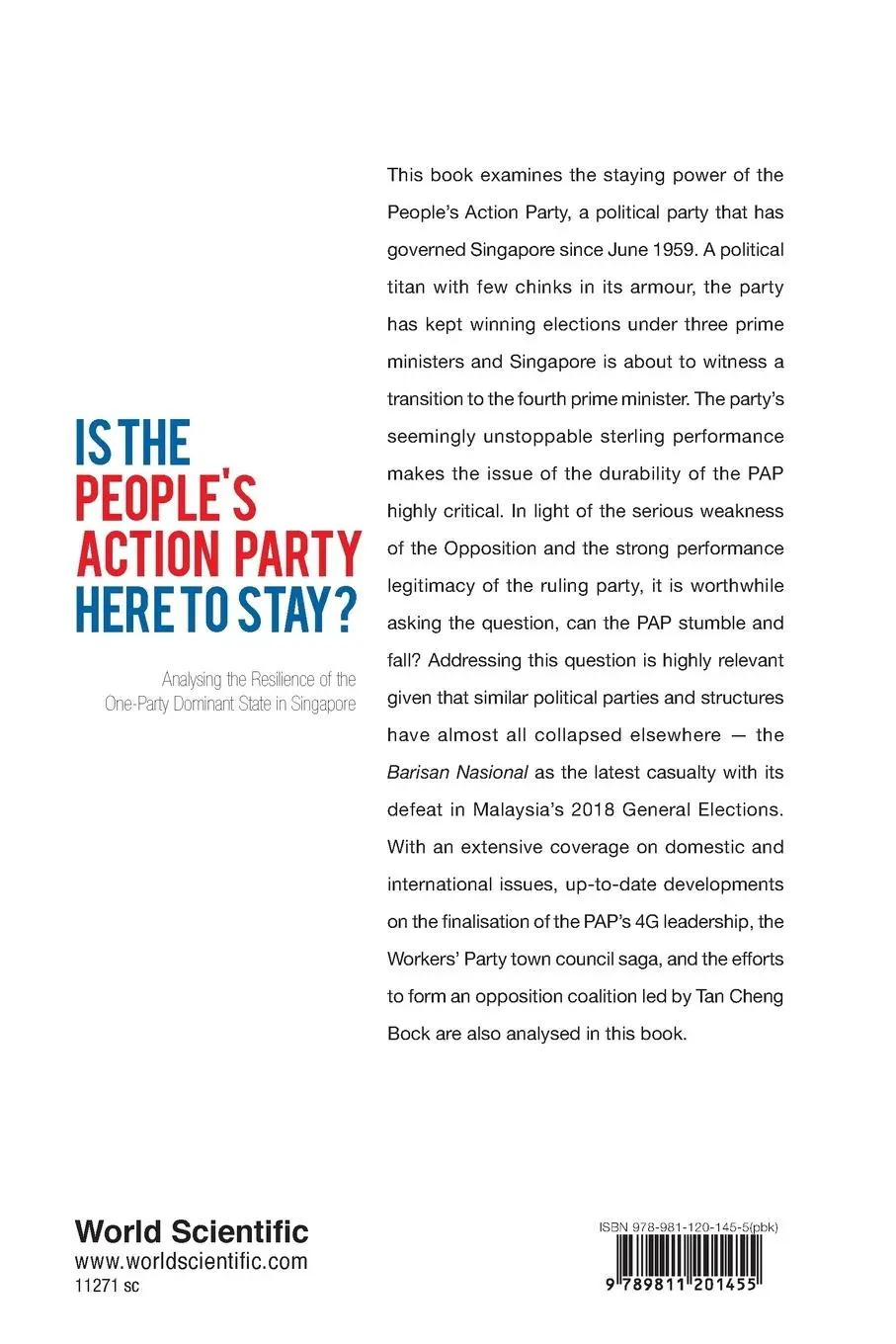 Rückseite: 9789811201455 | IS THE PEOPLE'S ACTION PARTY HERE TO STAY? | Singh Bilveer | Buch