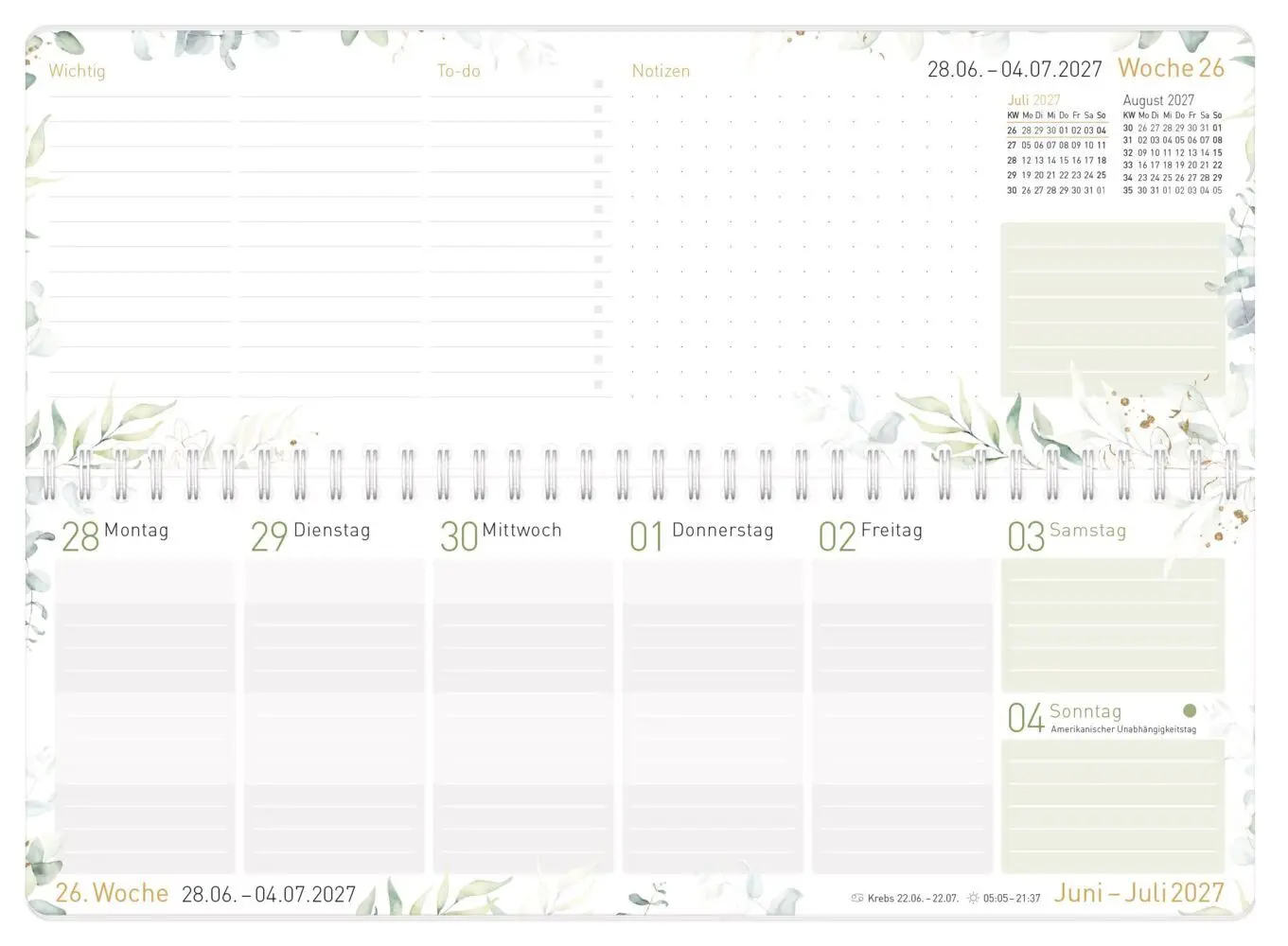Bild: 4029357111555 | Tischkalender Schuljahr 26/27 | Motiv [Blattgold] mit Aufsteller