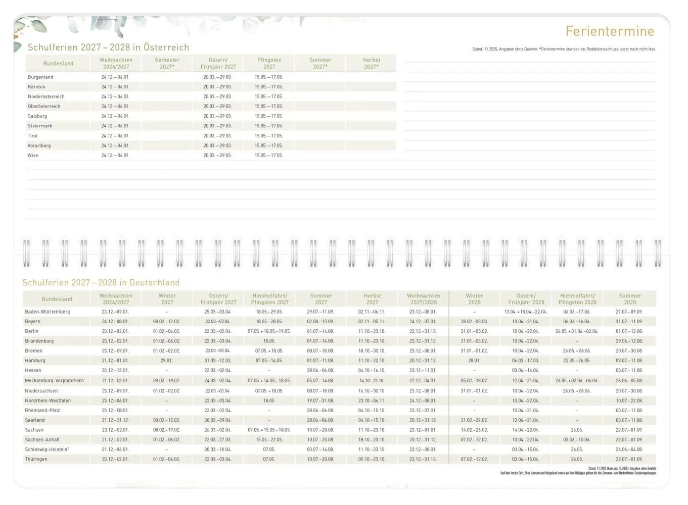 Bild: 4029357111555 | Tischkalender Schuljahr 26/27 | Motiv [Blattgold] mit Aufsteller