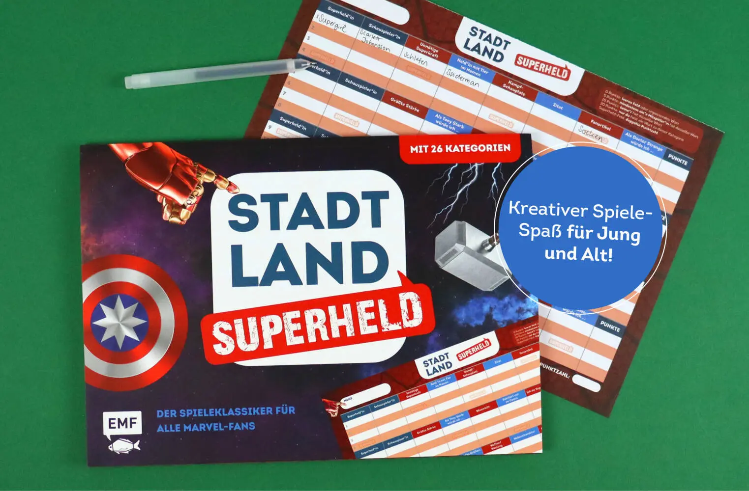Bild: 4260478341555 | Stadt, Land, Superheld - Der Spieleklassiker für alle Marvel-Fans