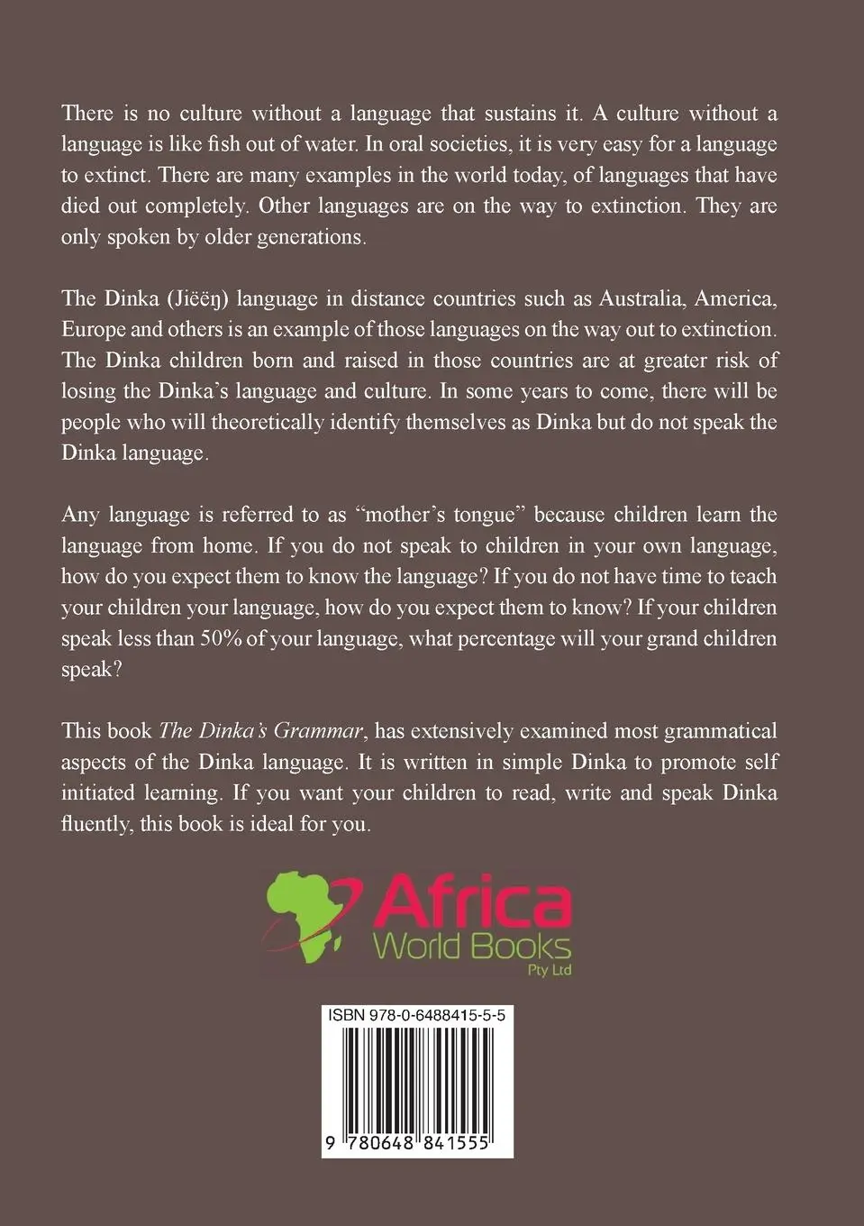 Rückseite: 9780648841555 | The Dinka's Grammar | Manyang Deng | Taschenbuch | Dinka-Sprache