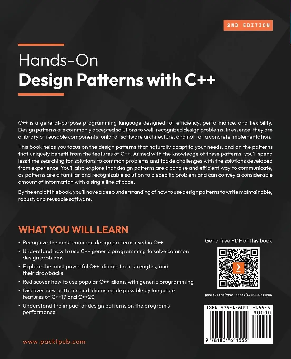 Rückseite: 9781804611555 | Hands-On Design Patterns with C++ - Second Edition | Fedor G. Pikus