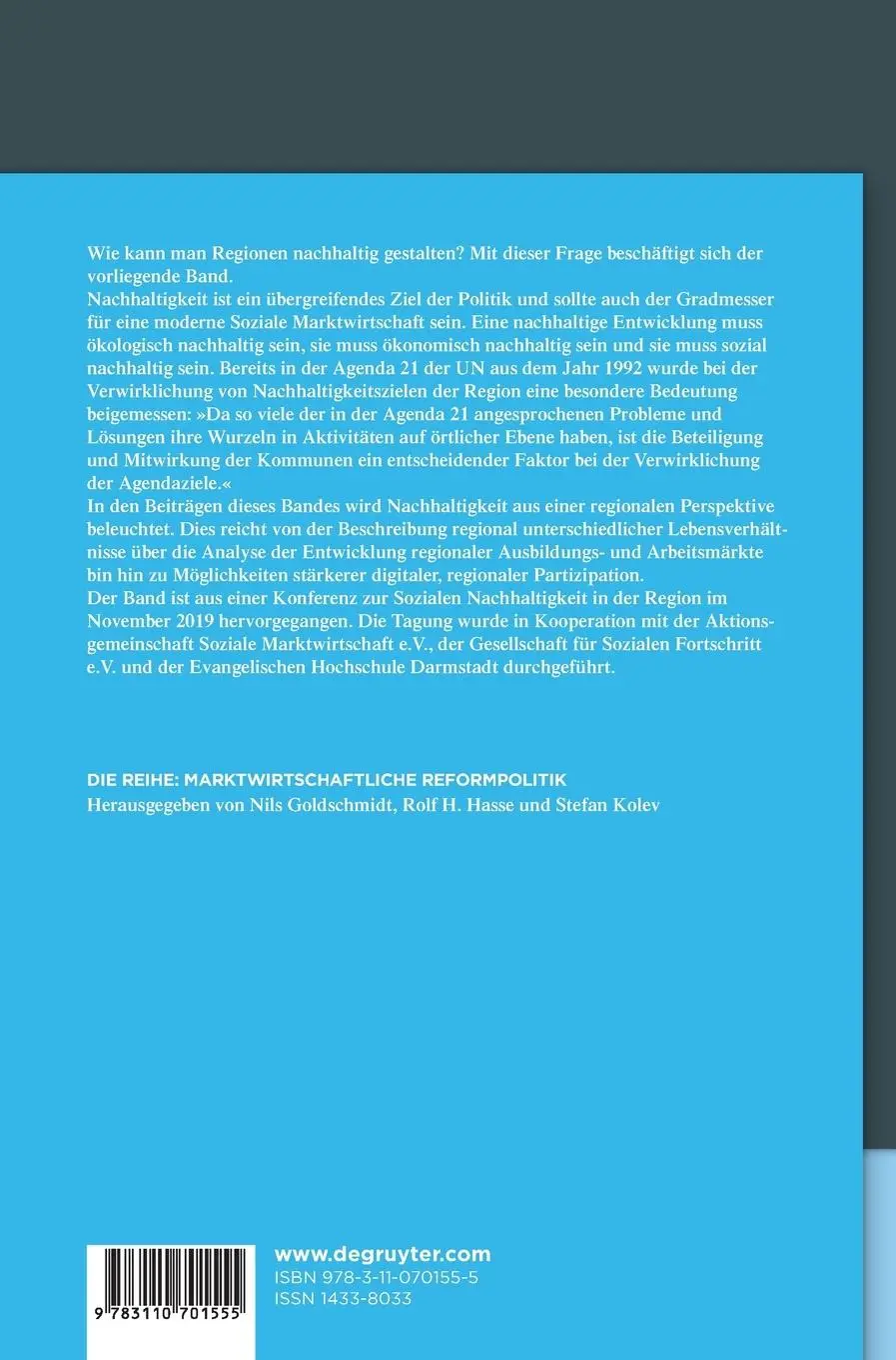 Rückseite: 9783110701555 | Soziale Nachhaltigkeit in der Region | Nils Goldschmidt (u. a.) | Buch