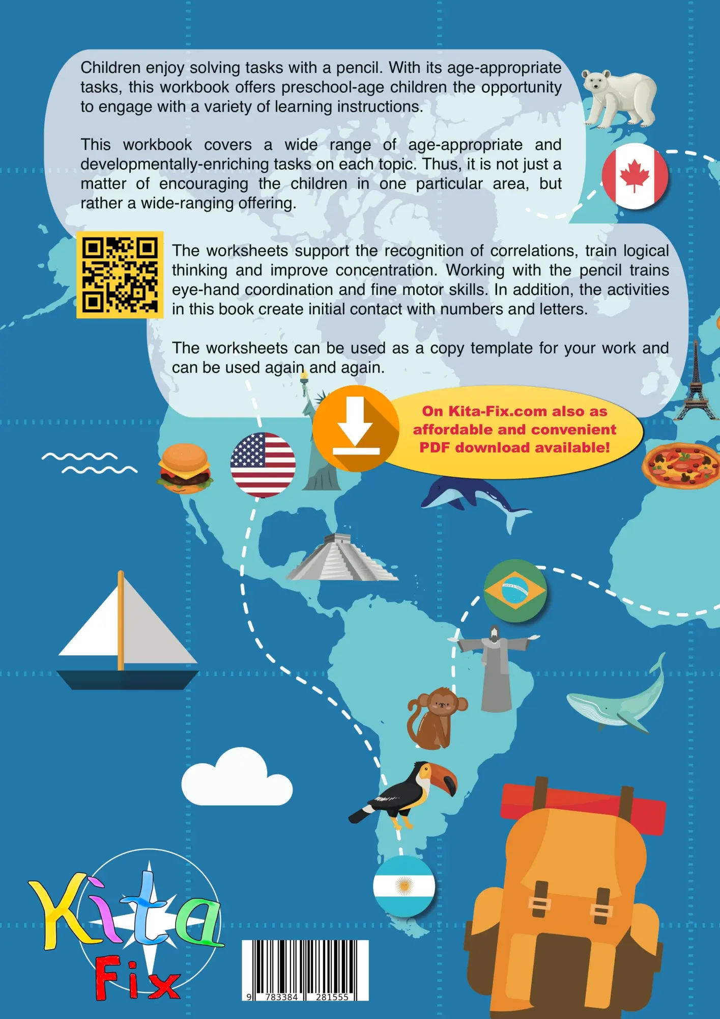 Rückseite: 9783384281555 | Workbook Let's discover the World with 50 Worksheets | Sandra Plha