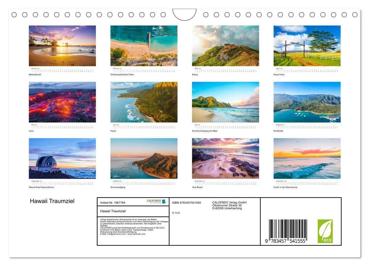 Bild: 9783457541555 | Hawaii Traumziel (Wandkalender 2026 DIN A4 quer), CALVENDO...