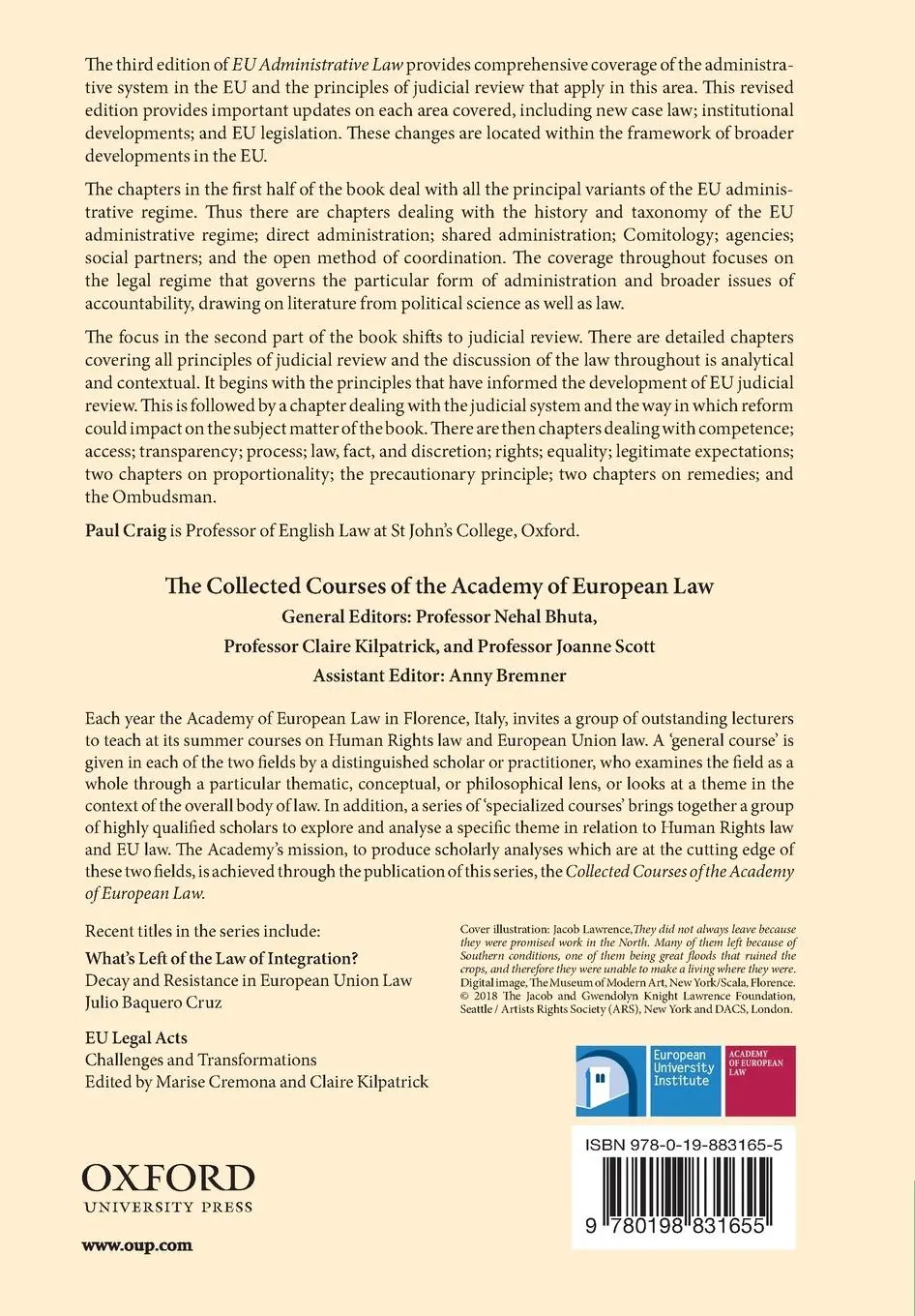 Rückseite: 9780198831655 | Eu Administrative Law | Paul Craig | Taschenbuch | Englisch | 2019