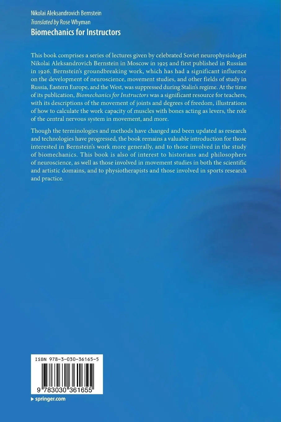 Rückseite: 9783030361655 | Biomechanics for Instructors | Nikolai Aleksandrovich Bernstein | Buch