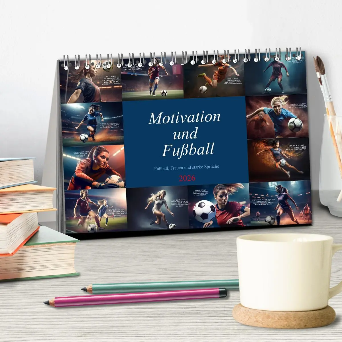 Bild: 9783457531655 | Motivation und Fußball (Tischkalender 2026 DIN A5 quer), CALVENDO...